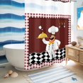 thumbnail image 5 of No Hook Shower Curtain with Built-in Rings - Cartoon Chef Kitchen Washable Waterproof Fabric Bathroom Curtains for Hotel,Rentals, 60 X 72 Inch Long , Gourmet Rustic Farmhouse Red Plaid, 5 of 9