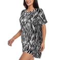thumbnail image 2 of Fuzoiu Zebra Print Women's Short-Sleeved Pajama Set,Lounge Sleepwear Set,Womens Pajama Sets 2 Piece,Button-Up Top and Shorts with Pockets-Large, 2 of 7