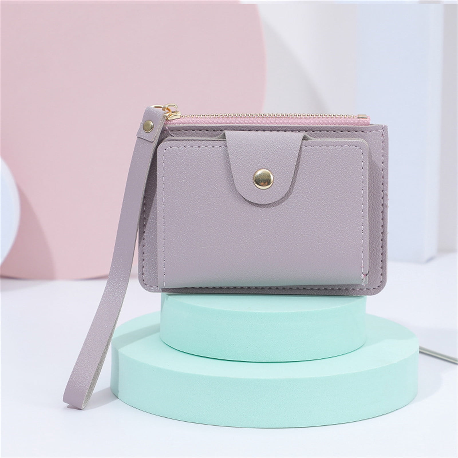 PU Wristlet Wallet Card Holder Zipper Pouch Purse for Women Clutch Bag ...