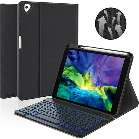 iPad Case Keyboard 10.2 10.5 in, for iPad 9th/8th/7th Gen 10.2 in, iPad Pro, Air 3rd Gen 10.5 in, Detachable Backlit Wireless Keyboard with Magnetic Protective Cover and Built-in Pencil Holder (Black)