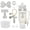Silver T, variant on 7PCS Silver Stanley Cup Accessories Set,Initials Decorations for Stanley Cup 30oz/40oz,Includes Jewel Straw Topper,Spill Proof Stopper,Handle Charm,Silicone Boot,Letter Sticker,Bow(Letter) (Silver P)