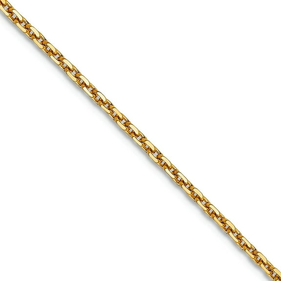 14k Solid Yellow Gold 1.4mm Sparkle-Cut Cable Chain Necklace 22 Inch Chain Necklace for Women and Men