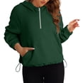 thumbnail image 2 of Ashirexll Hoodies for Women, Half Zipper Sweatshirts Long Sleeve Cropped Hoodie Winter Warm Pullover Tops with Pockets Green M, 2 of 7
