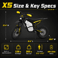 thumbnail image 4 of SYKERUNS X5 Adult Electric Dirt Bike, 2600W, Up to 44MPH, 48V 20Ah, Yellow, 4 of 8