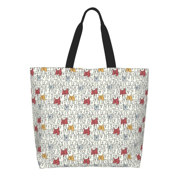 Disketp Funny Cat White Bolsa Tote Estampada para Mujer, Bolso de Hombro y de Mano para Compras y Viajes
