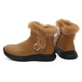 thumbnail image 6 of Womens Furry Mid Calf Snow Boots Fashion Casual Suede Wide Toe Fleece Lined Fuzzy Winter Walking Ankle Booties Brown Size 9.5, 6 of 8