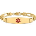 thumbnail image 3 of 14K Yellow Gold Medical Soft Diamond Shape Red Enamel Flat Figaro Link Id Bracelet (7 X 13.5) Made In United States xm580cc-7, 3 of 5