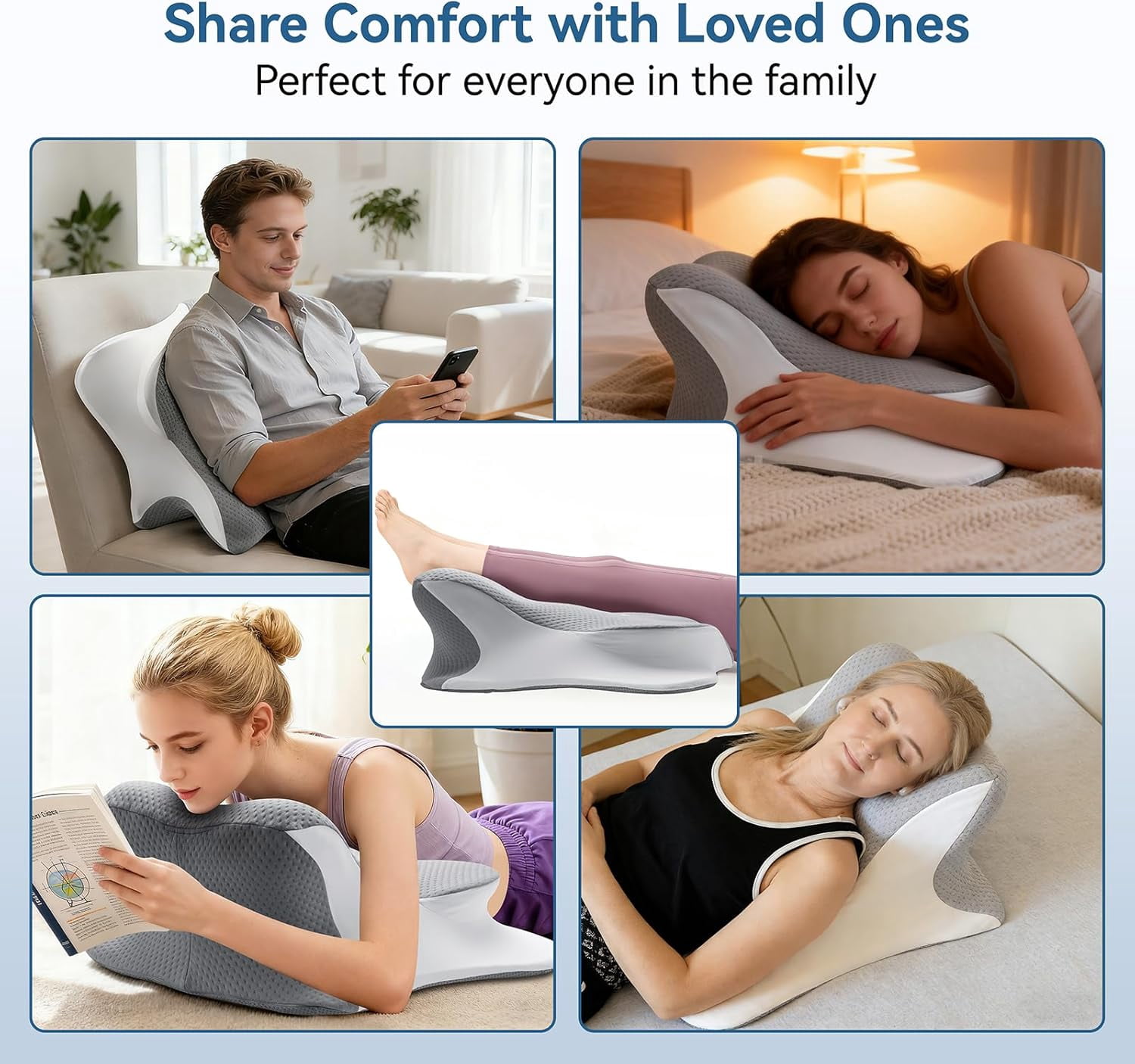 Ergonomic Memory Foam Reading Pillow - Wedge Back & Neck Support for Bed, Sofa & Floor - Relieves Acid Reflux, Back Pain & Arm Fatigue for Gamers, Readers & Nursing Moms (Washable Cover)