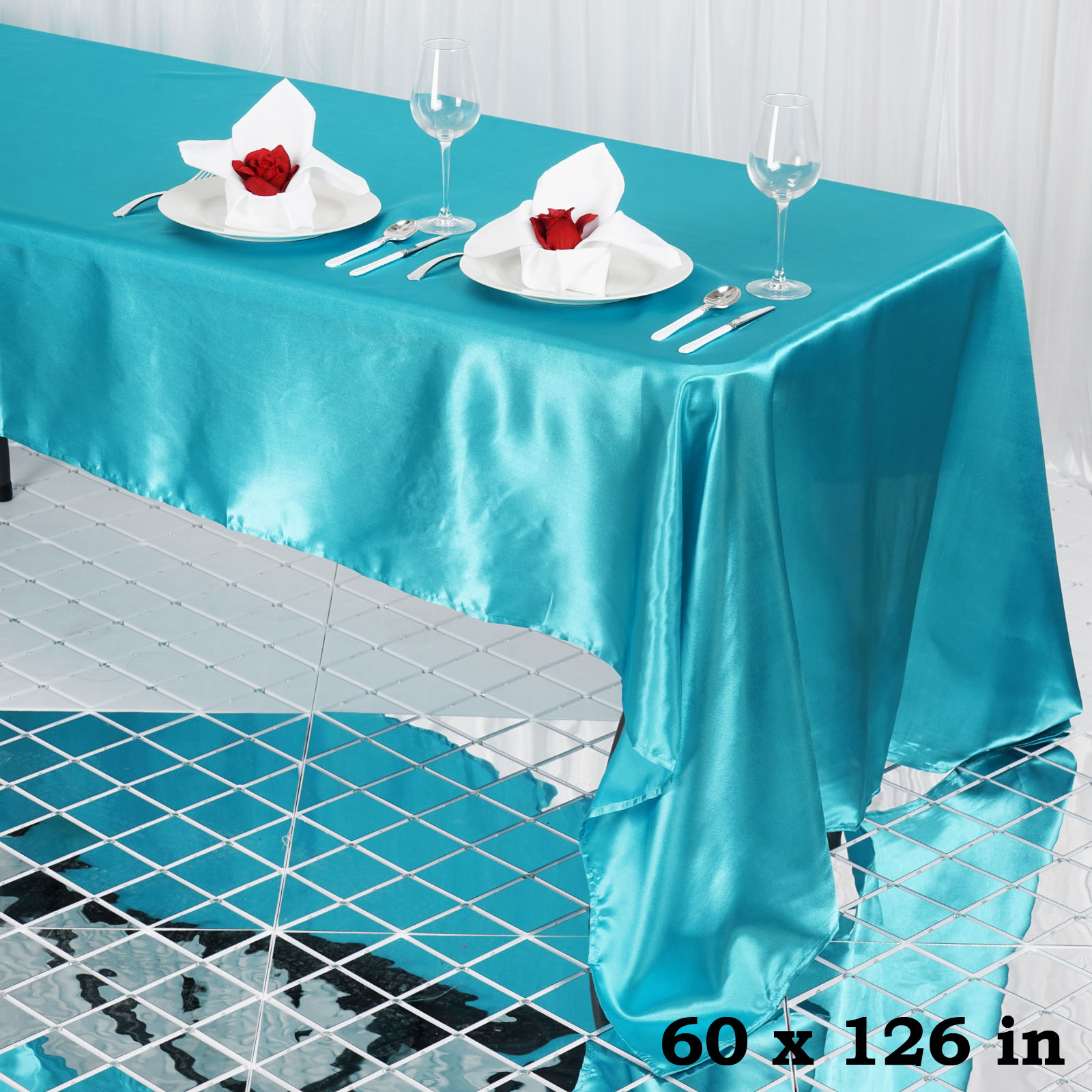 BalsaCircle 60" x 126" Rectangular Satin Tablecloth Table Covers for