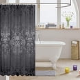 thumbnail image 3 of Adults Black Damask Bath Curtain Antique Victorian Baroque Fabric Shower Curtain 72" Wx84 L,Vintage Floral Exotic Sugar Skull Bathroom Decor,Gothic Bone Skeleton Bohemian Decor,Grey, 3 of 6