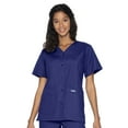 thumbnail image 1 of Landau Women's Essentials Snap Front Scrub Top, Classic Relaxed Fit, V-Neck, 4 Pockets, 1 of 1