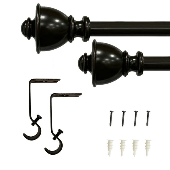 5/8" Drapery Single Curtain Rod Set with Decorative Urn Finials_Oil Rubbed Bronze 28"-48" - Oil Rubbed Bronze
