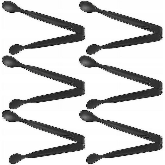 Pinzas para hielo de acero inoxidable, pinzas para servir, pinzas para barbacoa, pinzas de cocina, pinzas para azúcar, pinzas para galletas de comida, barra de fiesta 6 piezas (negro)