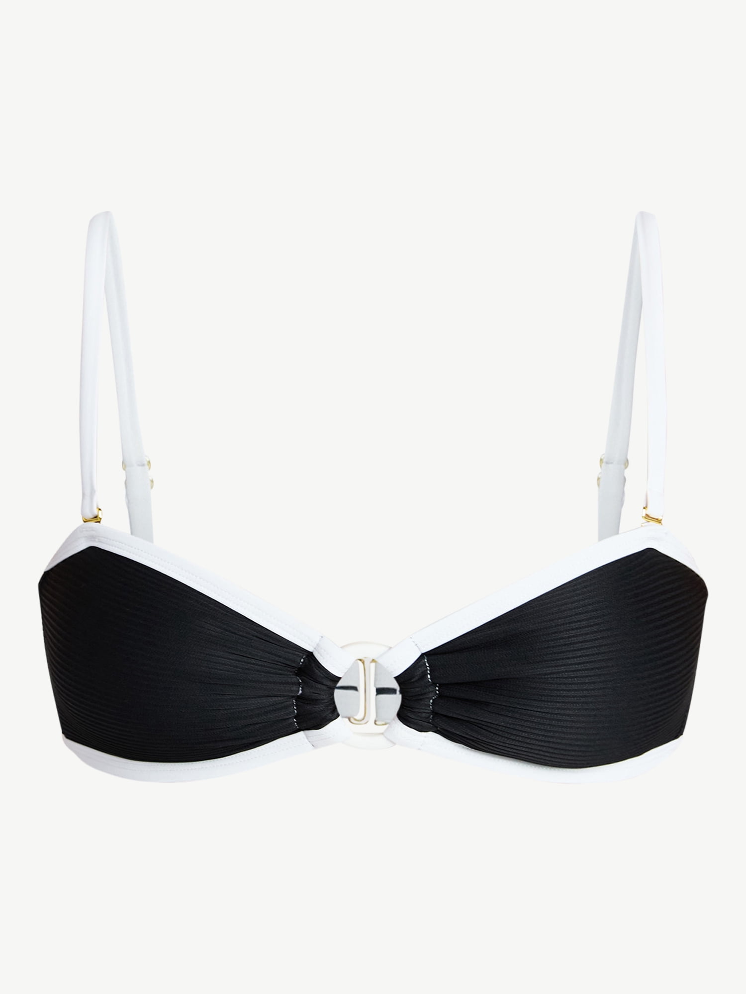 Time and Tru Women's Go Time Strapless Bandeau Bikini Top with O-Ring, Sizes XS-3X