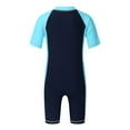 thumbnail image 2 of iEFiEL Kids Boys Tween One-piece Swimsuit Rash Guard Zippered Short Wetsuit Swimwear Bathing Suit Navy Blue&Sky Blue 8, 2 of 7