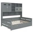 thumbnail image 6 of Full Size Gray Wooden Daybed with 2 Drawers, All-in-One Cabinet & Shelf, 6 of 9