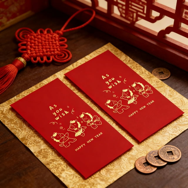 BotaniNest Enveloppe Rouge à Thème Cheval pour Célébrations de l'Année et Fortune