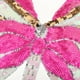 thumbnail image 5 of Sujetador de danza del vientre Colcomx para mujer con lentejuelas Tops de mariposa rosa rojo, 5 of 8