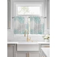 thumbnail image 2 of Aqua Grey Chrysanthemum Half Window Curtain 36 Inches Long, Farmhouse Botanical Floral Modern Window Treatment Curtain Drapes, Small Tier Curtains for Bathroom Over Sink, 27.5"x36", 2 Panels, 2 of 7