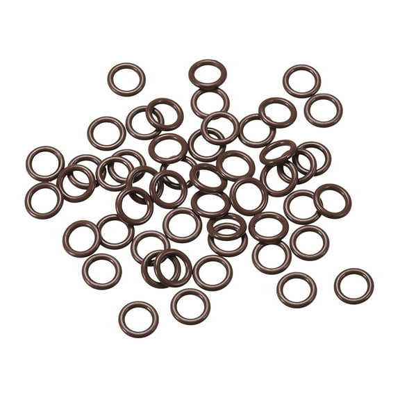 Fluorine Rubber O Rings 5mm OD, 3mm Inner Diameter, 1mm Width, Seal Gasket Brown 50Pcs