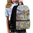 thumbnail image 3 of Uourmeti Floral Dragonfly Print Trendy Backpack, 17 Inchs Multiple Pockets School Backpack Smooth Zippers Student Bookbag for Girls, 3 of 6