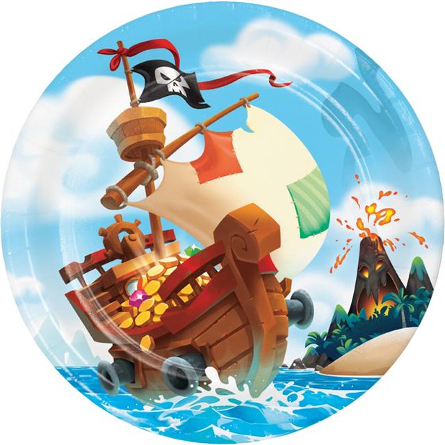 Assiettes en Papier Pirate le Trésor, 8 Unités