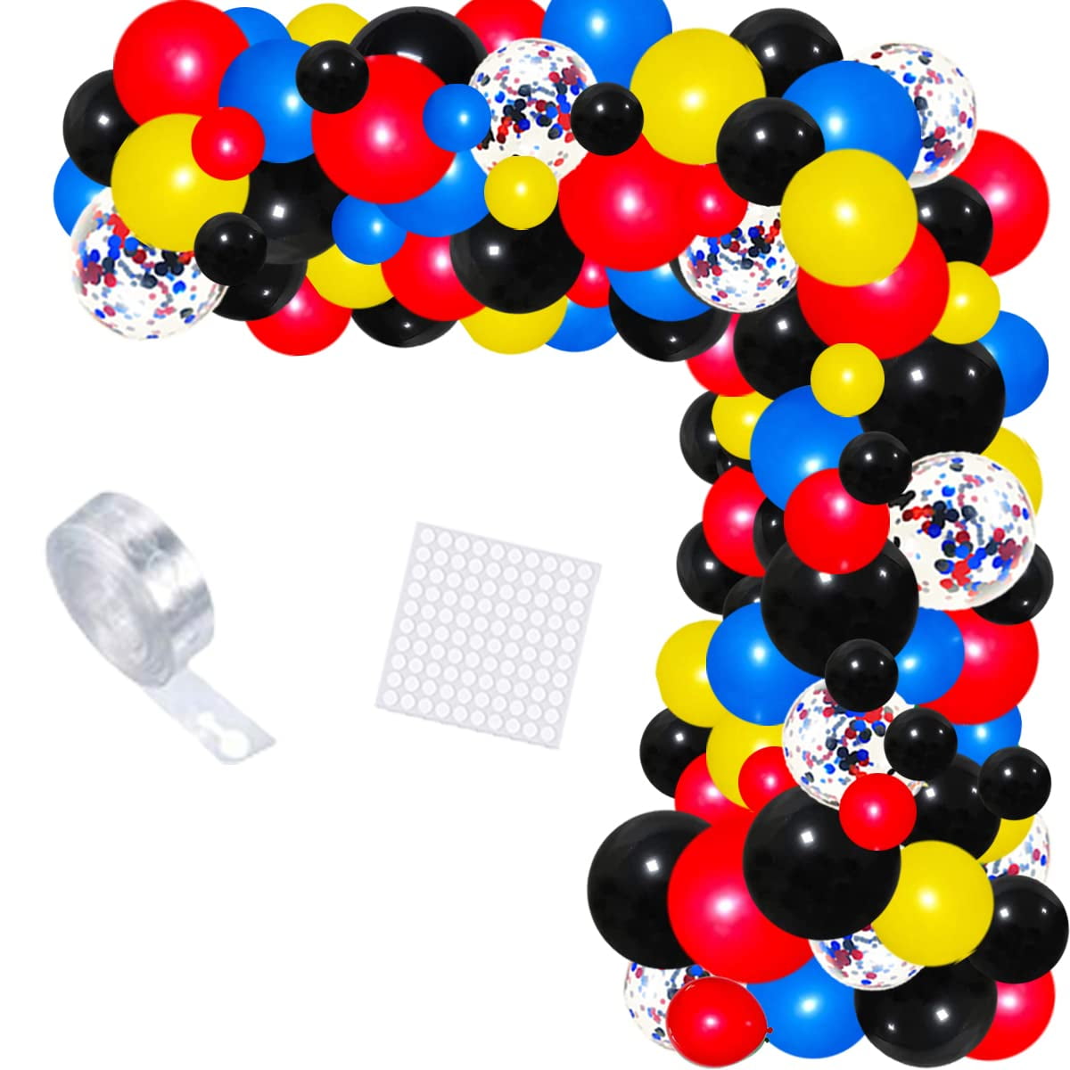 Red Yellow Blue Black Balloon Garland Kit - 122 PCS Super Hero Spider