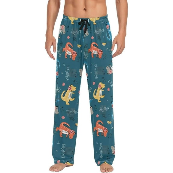 GZHJMY Dinosaur Pajama Pants for Men, Lounge Pants Lightweight Men Pajama Bottoms with Drawstring Pockets, Christmas New Year Birthday Gifts, Large
