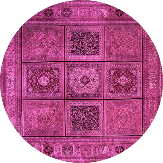 Ahgly Company Indoor Round Persian Pink Traditional Area Rugs, 7' Round