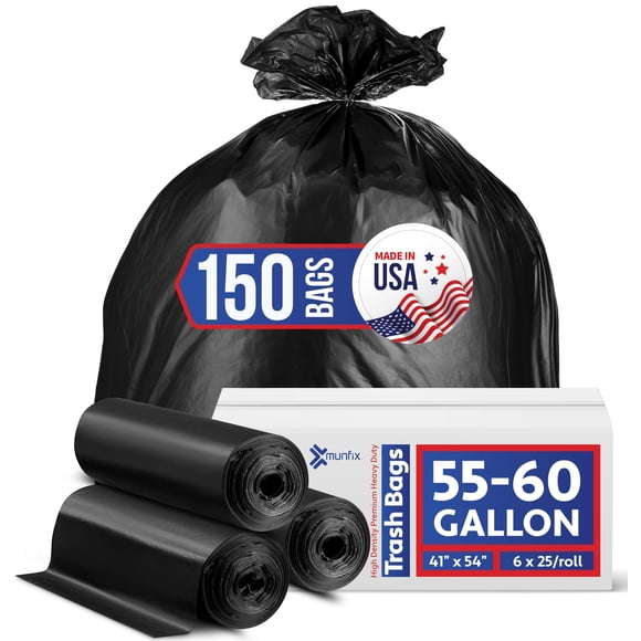 Bolsas de basura Munfix, 150 unidades, 55-60 galones, alta resistencia