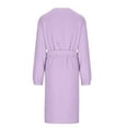 thumbnail image 4 of Terry Cloth Robes for Women Shower Flannel Bathrobe Soft Quick-Dry Fleece Ladies Robe Pajamas Sleepwear, Purple, XXL, 4 of 7
