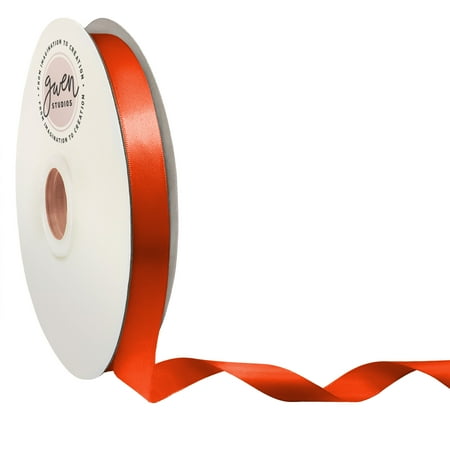 UPC: 0810056346874 | Orange Single Face Satin Ribbon  5/8  x 100 Yards by Gwen Studios