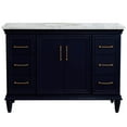 thumbnail image 6 of 49 in. Single Wooden Vanity  Blue with White Carrara Marble Oval Sink, 6 of 14