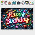 thumbnail image 7 of Yatrandify Colorful Stars Happy Birthday Neon Letter Banner for Birthday Party Celebration Decoration, 7 of 7