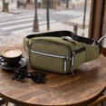 thumbnail image 5 of Men Multifunctional Waist Pack, Crossbody Belt Bag With Multiple Zipper Pockets For Travel Running Hiking Outdoor Sports, Lightweight Chest Sling Storage Bag For Daily Carry Essentials(Army Green), 5 of 5