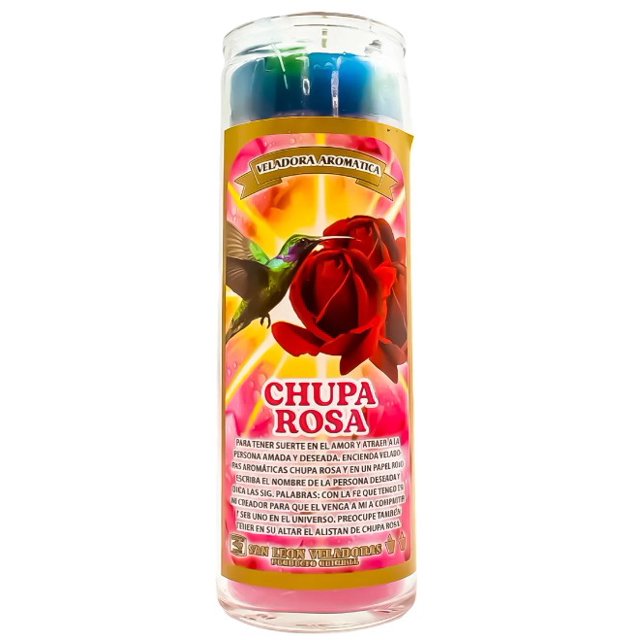 Veladora Chupa Rosa Aroma Amor Deseo Atracción Y Dominio Parafina