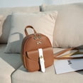 thumbnail image 2 of Women Bow Decoration Mini Backpack PU Leather Backpack Solid Color School Bag, 2 of 3