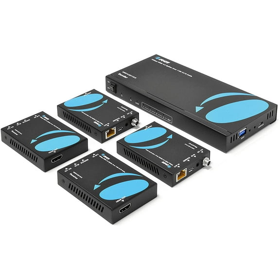 OREI UHD14-EX115-K HDMI Extender Splitter for 4 Displays Over CAT 6 with One-way IR Control