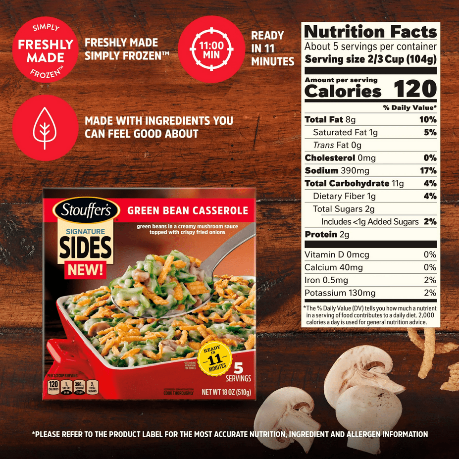 Stouffer's Team Dinner Bundle (1 Stouffer's Lasagna, 1 Stouffer's Mac & Cheese, 3 Stouffer's Broccoli Cheddar Pasta Bake, 3 Stouffer's Green Bean Casserole)
