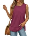 thumbnail image 2 of NANAIQ Sleeveless Women's Tops Pure Color Tank Casual Crew Neck T Shirts for Women Soft Fashion Skin-Friendly Womens T Shirts Summer Tops Purple XXL, 2 of 8