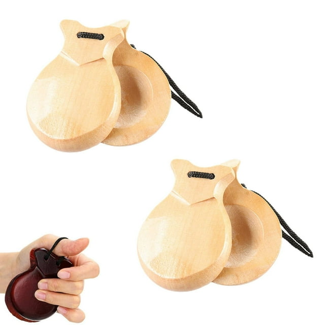 2 Pcs Roulettes en Bois Massif pour Percussion Instrument de Musique Espagnol Paire Finition Lisse Design Léger Adulte Musicien Portable Traditionnel