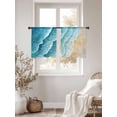 thumbnail image 2 of Aqua Coastal Sheer Curtains 45 Inch Length 2 Panels Set, Nautical Summer Beach Ocean Beige Voile Window Treatment Rod Pocket Small Kitchen Curtains Drapes for Bedroom 52"x45"x2, 2 of 7