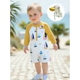 thumbnail image 6 of BemeyourBBs Toddler Baby Boy Girl One Pieces Swimsuit with Sun Hat Infant Baby Boy Bathing Suit Rash Guard Sailboat Print Zip Up Long Sleeve Crew Neck Swimwears Summer Pool Beachwear, 6 of 9