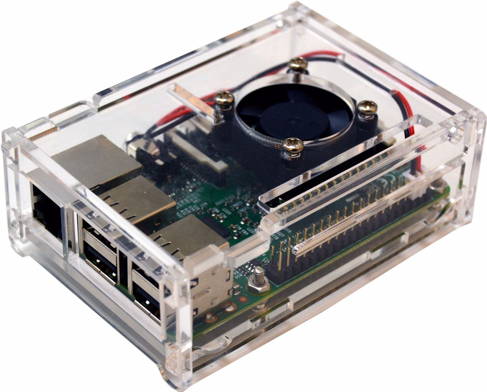Clear Acrylic Case with Cooling Fan for Raspberry Pi 2/3 Model B 