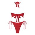 thumbnail image 2 of Set de tankini con purpurina uniforme, decoración de lazo brillante, color rojo, talla S, 2 of 4