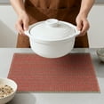 thumbnail image 4 of Farmhouse Placemats Set of 6 Woven Paper Cotton Placemats for Dining Table Decor Indoor Outdoor Kitchen Table Mat Wipe Clean Caramel Red 17.7x11.8inch, 4 of 6