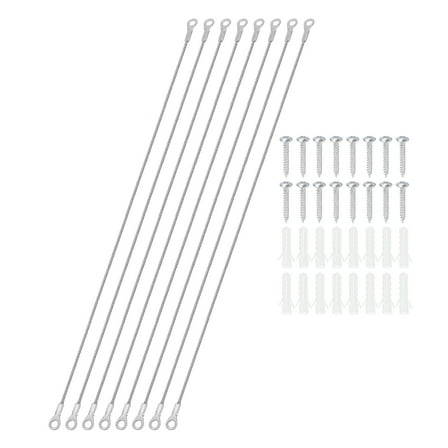 Stainless Steel Lanyard Cable with Eyelets 0.08" x 20" 2mm x 50cm Lock Security Wire Rope with Mounting Screws, 8 Pack