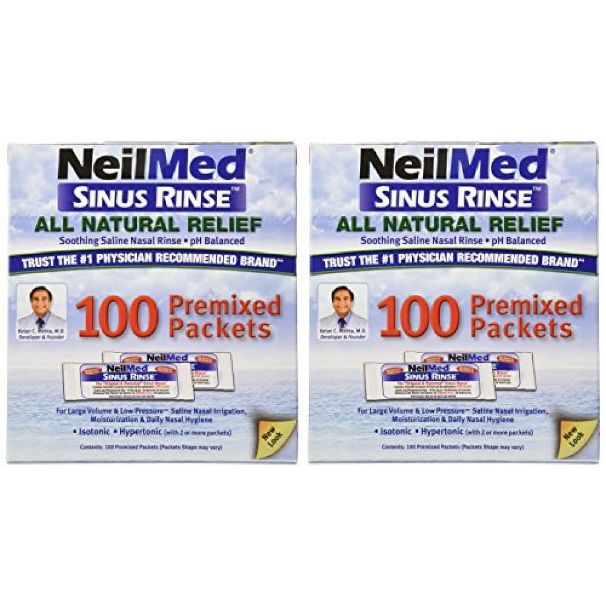 NeilMed Sinus Rinse 100 Salt Premixed Packets for Allergies & Sinus (Pack of 2)