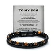 thumbnail image 5 of Top-keivon Son's Tiger Eye Protection Bracelets For Men, To My Son Bracelet from Mom Leather Black Beaded Bangle Engarved With Love You Forever Cuff Jewelry Gift for Birthday Christmas, 5 of 9