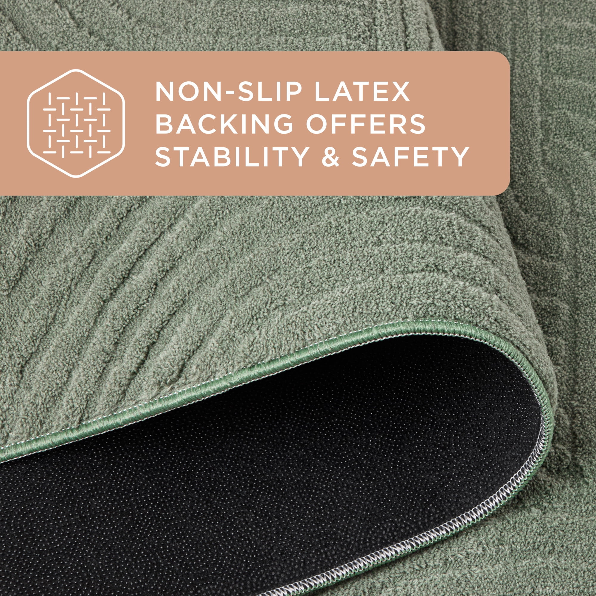 TOWN & COUNTRY EVERYDAY Stone Geo Curve Soft Felt Everwash®, Machine Washable Area Rug with Non-Slip Backing, Geometric Rug, Sage Green, 4'11"x6'10"